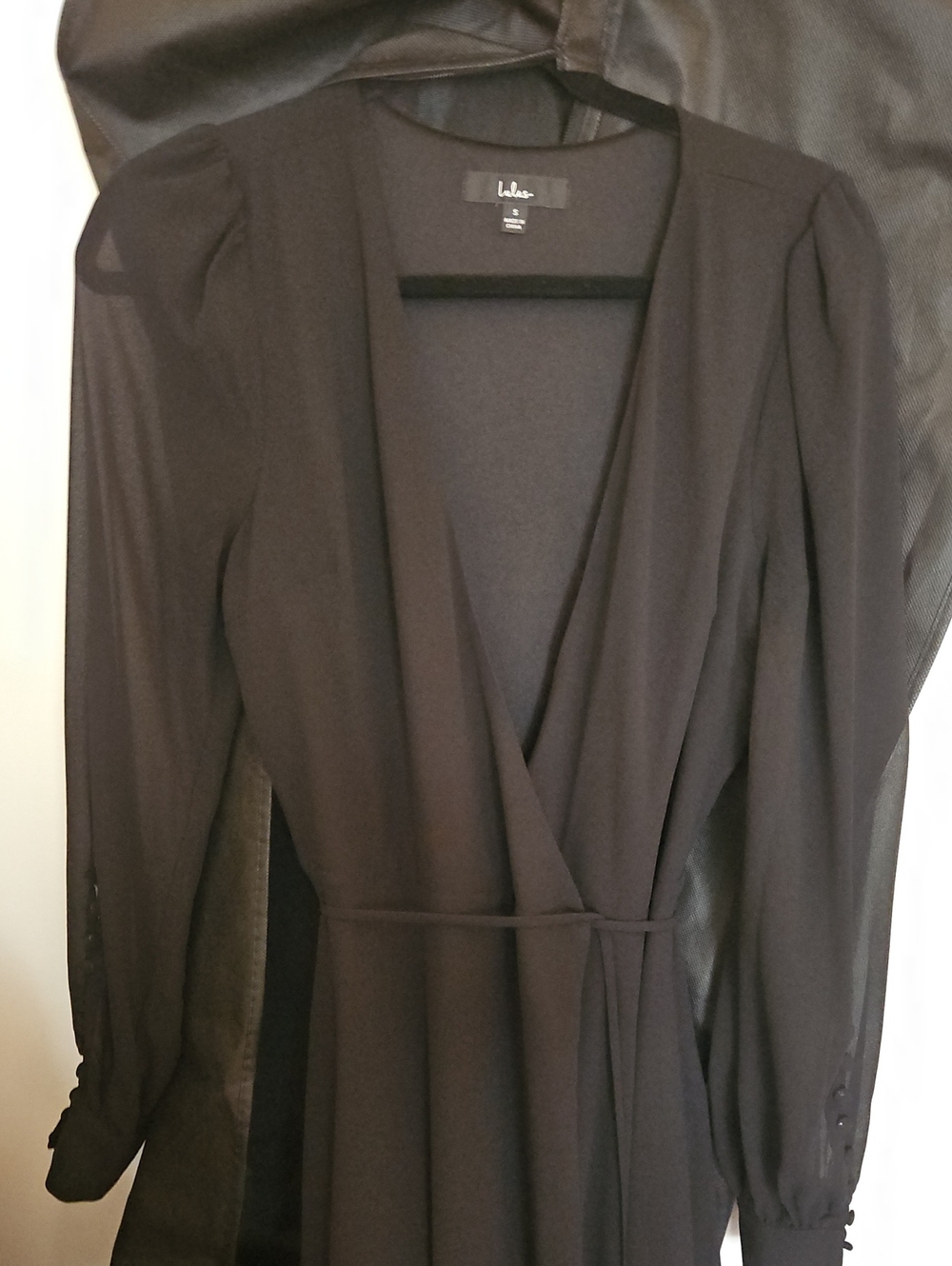 Lulu's Black Wrap-Front My Whole Heart Long Sleeve Dress